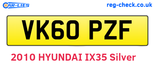 VK60PZF are the vehicle registration plates.