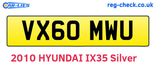 VX60MWU are the vehicle registration plates.