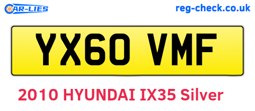 YX60VMF are the vehicle registration plates.