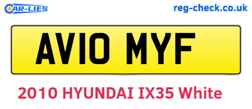 AV10MYF are the vehicle registration plates.