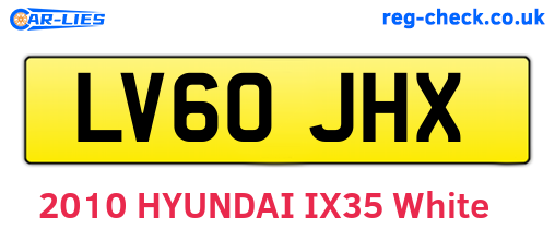 LV60JHX are the vehicle registration plates.