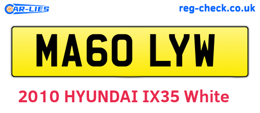 MA60LYW are the vehicle registration plates.