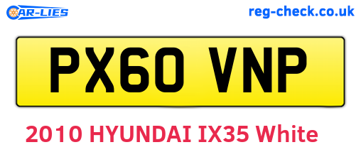 PX60VNP are the vehicle registration plates.