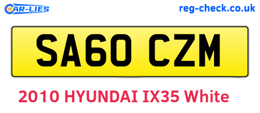 SA60CZM are the vehicle registration plates.