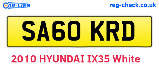 SA60KRD are the vehicle registration plates.