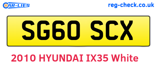 SG60SCX are the vehicle registration plates.