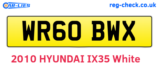 WR60BWX are the vehicle registration plates.