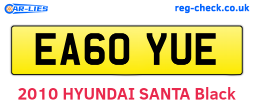 EA60YUE are the vehicle registration plates.