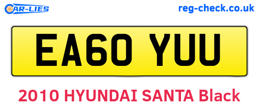 EA60YUU are the vehicle registration plates.