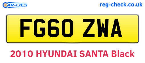 FG60ZWA are the vehicle registration plates.