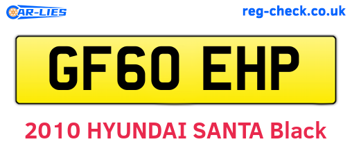 GF60EHP are the vehicle registration plates.