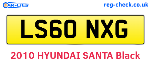 LS60NXG are the vehicle registration plates.