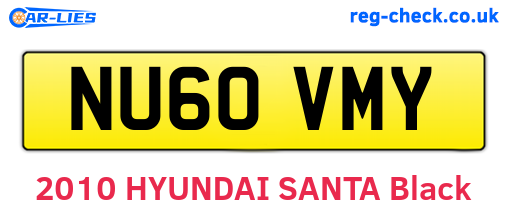 NU60VMY are the vehicle registration plates.