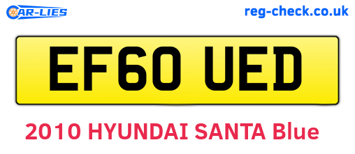 EF60UED are the vehicle registration plates.