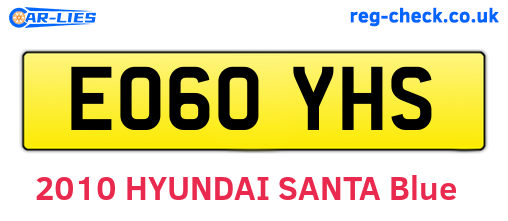 EO60YHS are the vehicle registration plates.