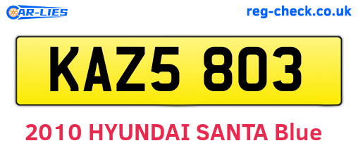 KAZ5803 are the vehicle registration plates.