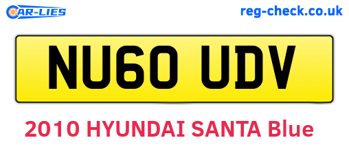 NU60UDV are the vehicle registration plates.