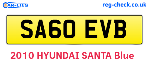 SA60EVB are the vehicle registration plates.