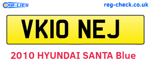 VK10NEJ are the vehicle registration plates.