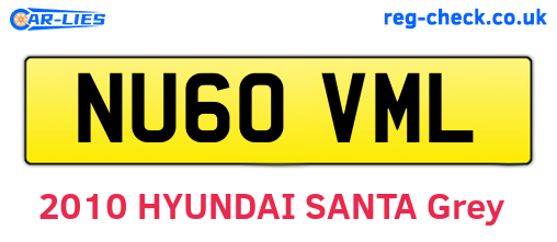 NU60VML are the vehicle registration plates.