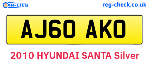 AJ60AKO are the vehicle registration plates.
