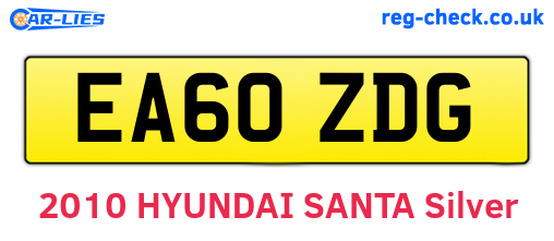 EA60ZDG are the vehicle registration plates.