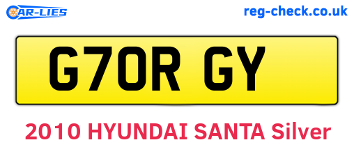 G70RGY are the vehicle registration plates.