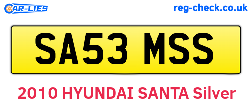 SA53MSS are the vehicle registration plates.
