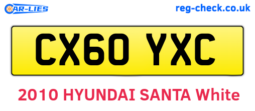 CX60YXC are the vehicle registration plates.