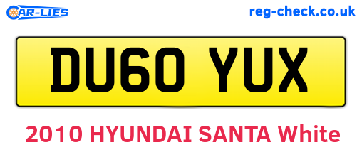 DU60YUX are the vehicle registration plates.