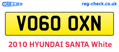 VO60OXN are the vehicle registration plates.
