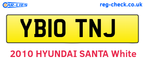 YB10TNJ are the vehicle registration plates.