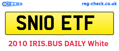 SN10ETF are the vehicle registration plates.