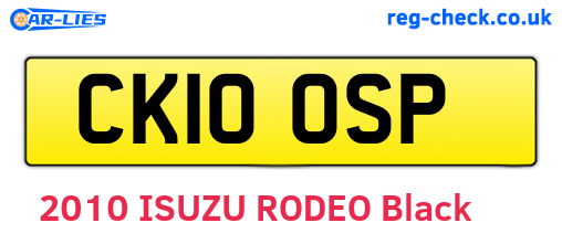CK10OSP are the vehicle registration plates.