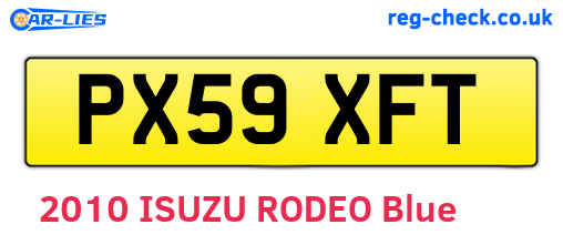 PX59XFT are the vehicle registration plates.