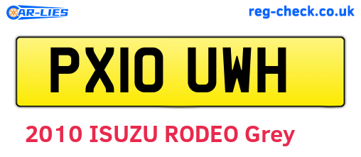 PX10UWH are the vehicle registration plates.