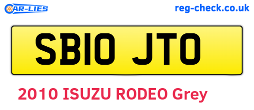 SB10JTO are the vehicle registration plates.
