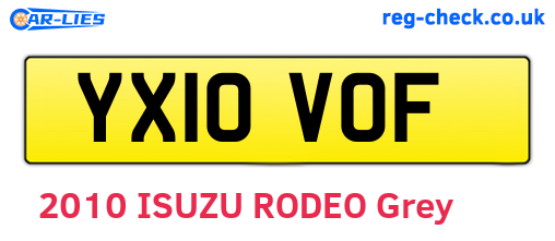 YX10VOF are the vehicle registration plates.