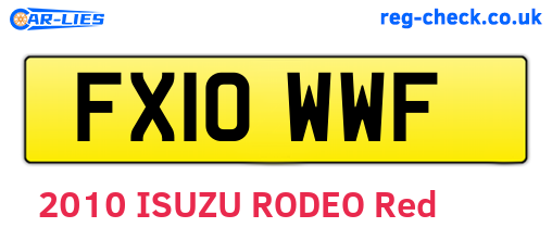 FX10WWF are the vehicle registration plates.