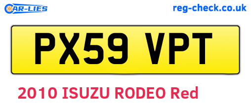 PX59VPT are the vehicle registration plates.