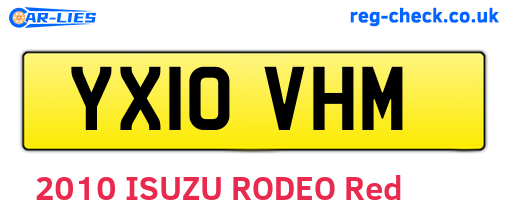 YX10VHM are the vehicle registration plates.