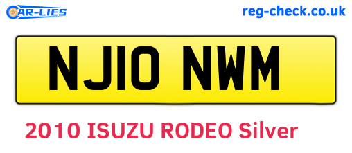 NJ10NWM are the vehicle registration plates.