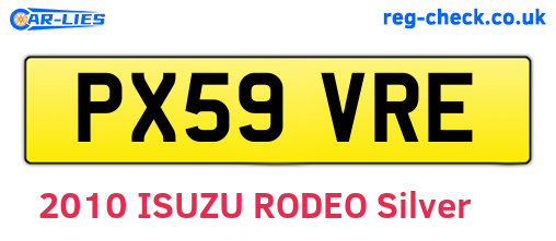 PX59VRE are the vehicle registration plates.