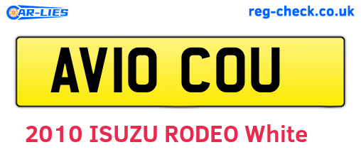 AV10COU are the vehicle registration plates.