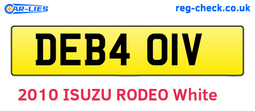 DEB401V are the vehicle registration plates.