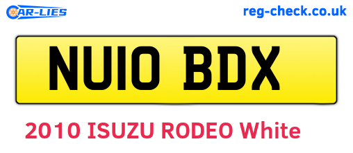 NU10BDX are the vehicle registration plates.