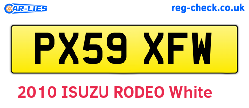 PX59XFW are the vehicle registration plates.