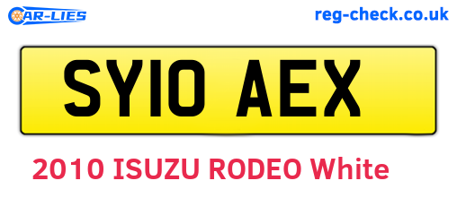 SY10AEX are the vehicle registration plates.