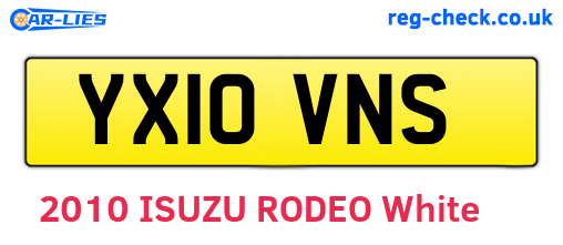 YX10VNS are the vehicle registration plates.