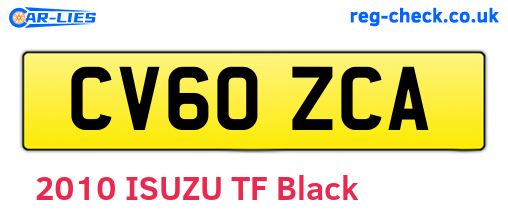 CV60ZCA are the vehicle registration plates.